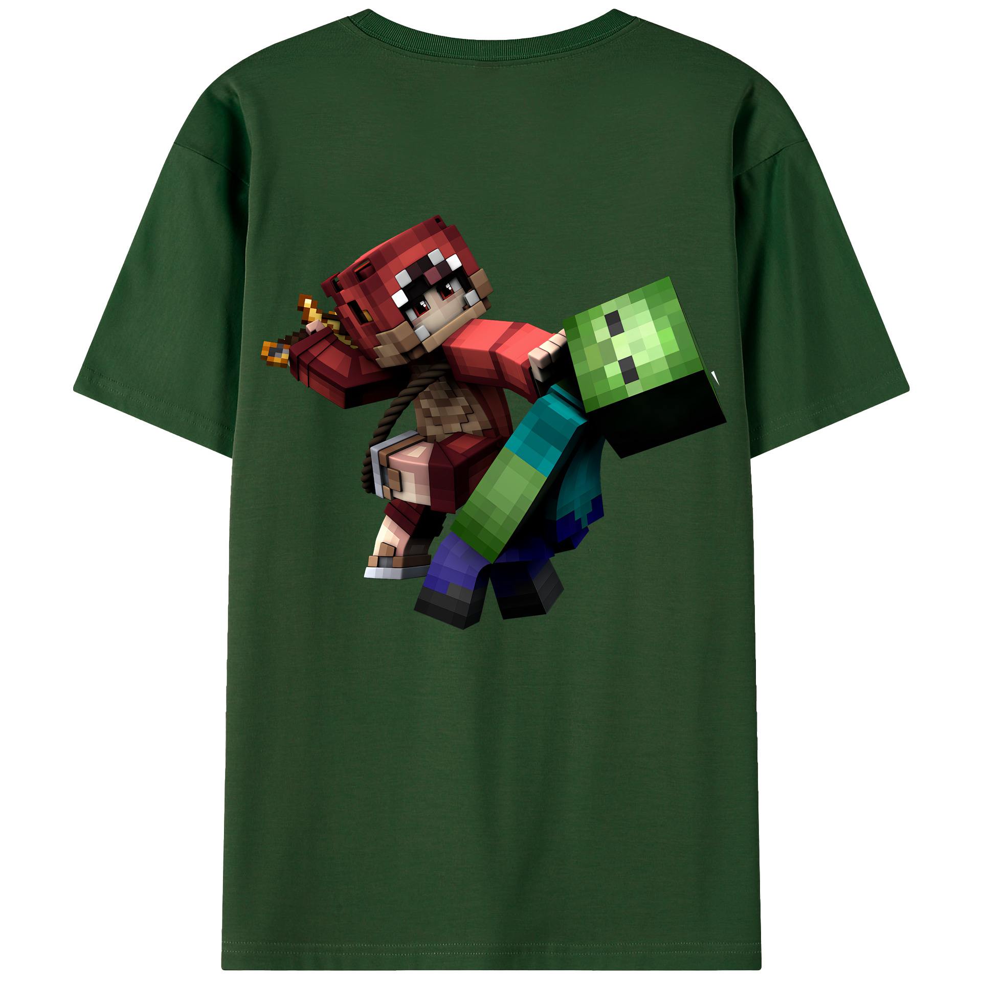 （画像用） マインクラフト ブロックの世界 Minecraft MC Block world 綿100％半袖Tシャツ（背面プリント）